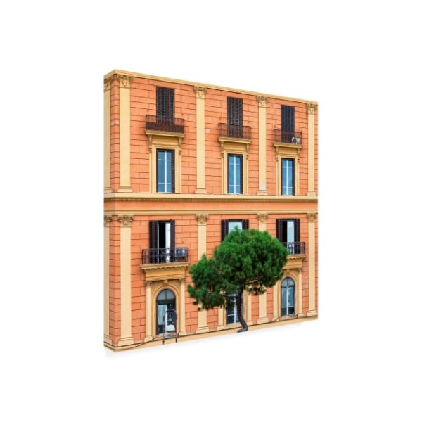 Philippe Hugonnard 'Dolce Vita Rome 3 Orange Building Facade' Canvas Art,18x18